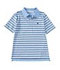 Color:Blue Lagoon Multi - Image 1 - Big Boys 8-20 Short-Sleeve Performance Stretch Lisle Polo Shirt