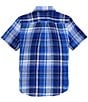 Color:Blue Multi - Image 2 - Big Boys 8-20 Short Sleeve Plaid Linen Shirt
