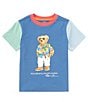 Color:Blue Multi - Image 1 - Big Boys 8-20 Short Sleeve Polo Bear Colorblock T-Shirt