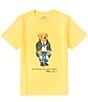 Color:Paris Bear Oasis Yellow - Image 1 - Big Boys 8-20 Short Sleeve Polo Bear Graphic Jersey T-Shirt