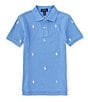 Color:Harbor Island Blue - Image 1 - Big Boys 8-20 Short Sleeve Polo Pony Mesh Polo Shirt