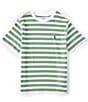 Color:Green/White - Image 1 - Big Boys 8-20 Short Sleeve Striped Cotton Jersey Tee