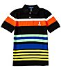 Color:Polo Black Multi - Image 1 - Big Boys 8-20 Short-Sleeve Striped Mesh Polo Shirt
