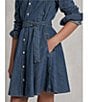 Color:Indigo - Image 5 - Big Girls 7-16 Belted Denim Shirt Dress