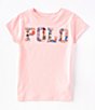 Color:Hint Of Pink - Image 1 - Big Girls 7-16 Cap-Sleeve Logo Jersey Tee