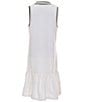 Color:White - Image 2 - Big Girls 7-16 Cricket-Stripe Drop-Waist Terry Dress