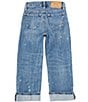 Color:Dennon Wash - Image 2 - Big Girls 7-16 High-Rise Wide-Leg Paint-Print Denim Jeans