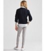 Color:Hunter Navy - Image 3 - Big Girls 7-16 Long-Sleeve Mini-Cable-Knit Button Front Cardigan