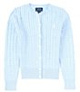 Color:Elite Blue - Image 1 - Big Girls 7-16 Long-Sleeve Mini-Cable-Knit Button Front Cardigan