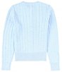 Color:Elite Blue - Image 2 - Big Girls 7-16 Long-Sleeve Mini-Cable-Knit Button Front Cardigan