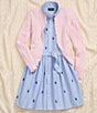 Color:Hint of Pink - Image 5 - Big Girls 7-16 Long-Sleeve Mini-Cable-Knit Button Front Cardigan