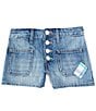 Color:Romaine Wash - Image 1 - Big Girls 7-16 Patchwork Denim Shorts