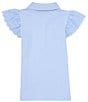 Color:Blue Hyacinth/Corn Yellow - Image 2 - Big Girls 7-16 Short Sleeve Eyelet Stretch Mesh Polo Shirt