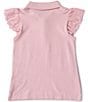 Color:Garden Pink/Dusty Blue - Image 2 - Big Girls 7-16 Short Sleeve Eyelet Stretch Mesh Polo Shirt