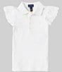 Color:White - Image 1 - Big Girls 7-16 Short Sleeve Eyelet Stretch Mesh Polo Shirt