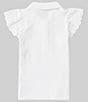Color:White - Image 2 - Big Girls 7-16 Short Sleeve Eyelet Stretch Mesh Polo Shirt