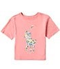 Color:Florida Pink - Image 1 - Big Girls 7-16 Short Sleeve Floral Big Pony Jersey Boxy T-Shirt