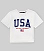 Color:White - Image 1 - Big Girls 7-16 Short Sleeve USA Logo Jersey Boxy T-Shirt