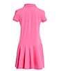 Color:Pink - Image 2 - Big Girls 7-16 Short-Sleeve Mesh Dropwaist Polo Dress