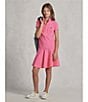 Color:Pink - Image 3 - Big Girls 7-16 Short-Sleeve Mesh Dropwaist Polo Dress