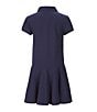 Color:French Navy - Image 2 - Big Girls 7-16 Short-Sleeve Mesh Dropwaist Polo Dress