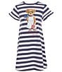 Polo Ralph Lauren Big Girls Short-Sleeve Striped Polo Bear A-Line Dress, Color:Navy/White - Image 1
