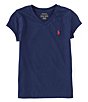 Color:Blue - Image 1 - Big Girls 7-16 Short-Sleeve V-Neck Essentials T-Shirt