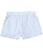 Color:Blue/White - Image 1 - Big Girls 7-16 Striped Ruffled Seersucker Shorts