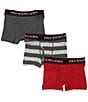 Color:Red/Charcoal - Image 1 - Little/Big Boys 4-20 Assorted Stretch Boxer Briefs 3-Pack