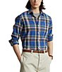 Color:Royal/Navy Multi - Image 1 - Brushed Performance Stretch Flannel Long-Sleeve Woven Shirt