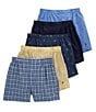 Color:Muller Plaid/Cruise Navy/Rustic/Stripe/Harbor - Image 1 - Classic Cotton Woven Assorted Boxers 5-Pack