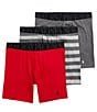 Color:RL2000 Red/Stripe/Charcoal Heather - Image 1 - Classic Fit 6#double; Long-Leg Boxer Briefs 3-Pack