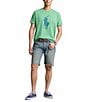 Color:Vineyard Green - Image 3 - Classic-Fit Big Pony Knit Jersey Paint Splatter Motif Crew Neck Short Sleeve T-Shirt