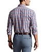 Color:Pink/Blue Multi - Image 2 - Classic Fit Button Down Point Collar Plaid Stretch Twill Long Sleeve Woven Shirt