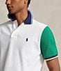 Color:White - Image 4 - Classic Fit Color Block Mesh Short Sleeve Polo Shirt