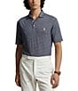 Color:Spring Navy Heather - Image 1 - Classic Fit Cotton Linen Short Sleeve Polo Shirt
