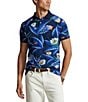 Color:BONHEUR FLORAL/NEWPORT NAVY - Image 1 - Classic Fit Floral-Print Navy Mesh Polo Short Sleeve Polo Shirt