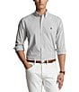 Color:Grey/White - Image 1 - Classic Fit Gingham Stretch Poplin Long Sleeve Woven Shirt