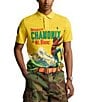 Color:Canary Yellow Poster Print - Image 1 - Classic Fit Graphic Short Sleeve Mesh Polo Shirt