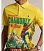 Color:Canary Yellow Poster Print - Image 4 - Classic Fit Graphic Short Sleeve Mesh Polo Shirt