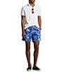Color:Ocean Breeze - Image 3 - Classic Fit Hoffman Tropical Floral Printed 5.75#double; Inseam Swim Trunks