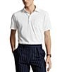 Color:Ceramic White - Image 1 - Classic Fit Linen Blend Short Sleeve Polo Shirt
