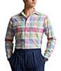 Color:Pink/Seafoam Multi - Image 1 - Classic-Fit Medium Plaid Oxford Long Sleeve Woven Shirt
