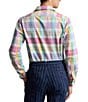 Color:Pink/Seafoam Multi - Image 2 - Classic-Fit Medium Plaid Oxford Long Sleeve Woven Shirt