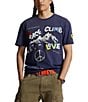 Color:Dark Cobalt - Image 1 - Classic Fit Peace Climb Love Graphic Short Sleeve T-Shirt
