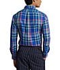 Color:Royal/Pink Multi - Image 2 - Classic-Fit Performance Stretch Plaid Oxford Long Sleeve Woven Shirt