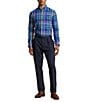 Color:Royal/Pink Multi - Image 3 - Classic-Fit Performance Stretch Plaid Oxford Long Sleeve Woven Shirt