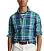 Color:Green/Navy Multi - Image 1 - Classic Fit Plaid Long Sleeve Oxford Woven Workshirt