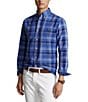 Color:Blue Multi - Image 1 - Classic Fit Plaid Oxford Long Sleeve Woven Shirt