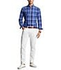 Color:Blue Multi - Image 3 - Classic Fit Plaid Oxford Long Sleeve Woven Shirt
